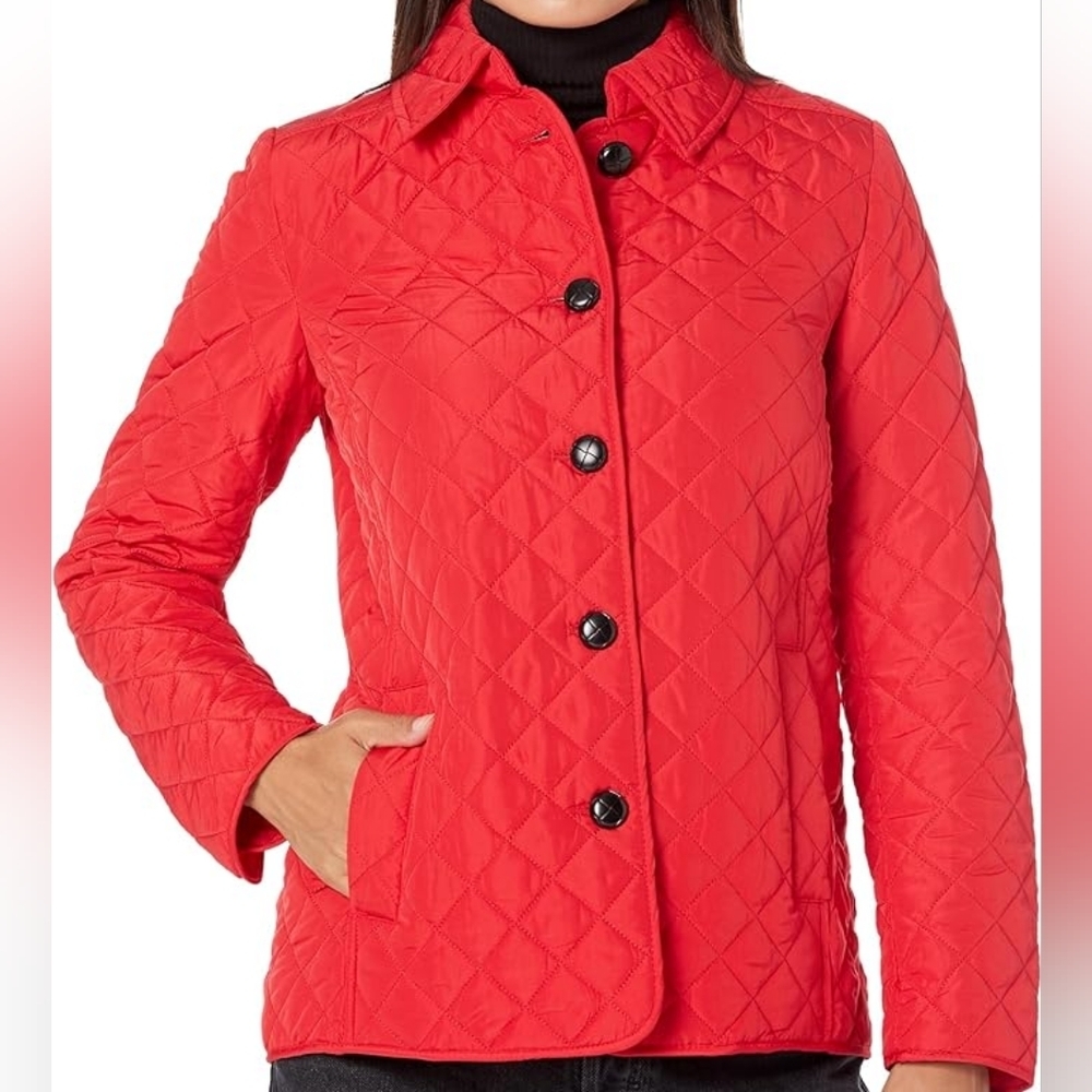 Jones New York Women's Red Quilted 5 Button Jacket Size S